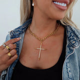 Gold Luxe Cross Necklace - Jewelry - Necklaces - Chansutt Pearls