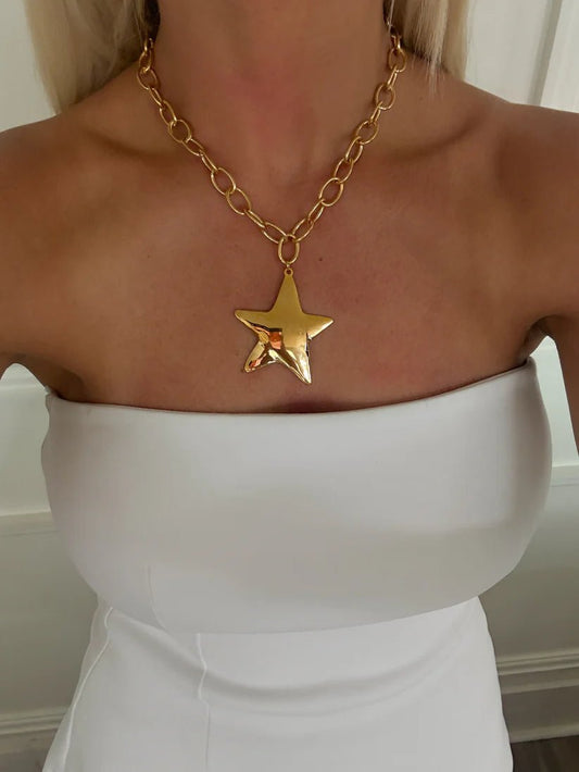 Gold Star Statement Necklace - Jewelry - Necklaces - Chansutt Pearls
