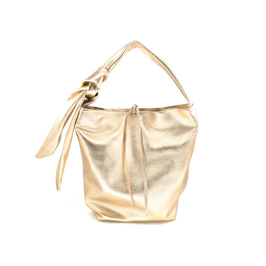 Gold Leather Bucket Tote