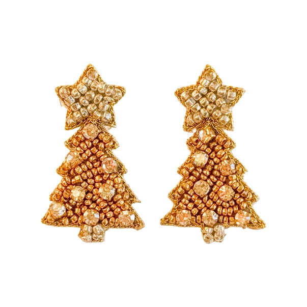 Twinkle Mini Christmas Gold Tree Stud Earrings