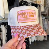 Good Things Take Time Canvas Trucker Hat - Accessories - Hats - Summer Tees