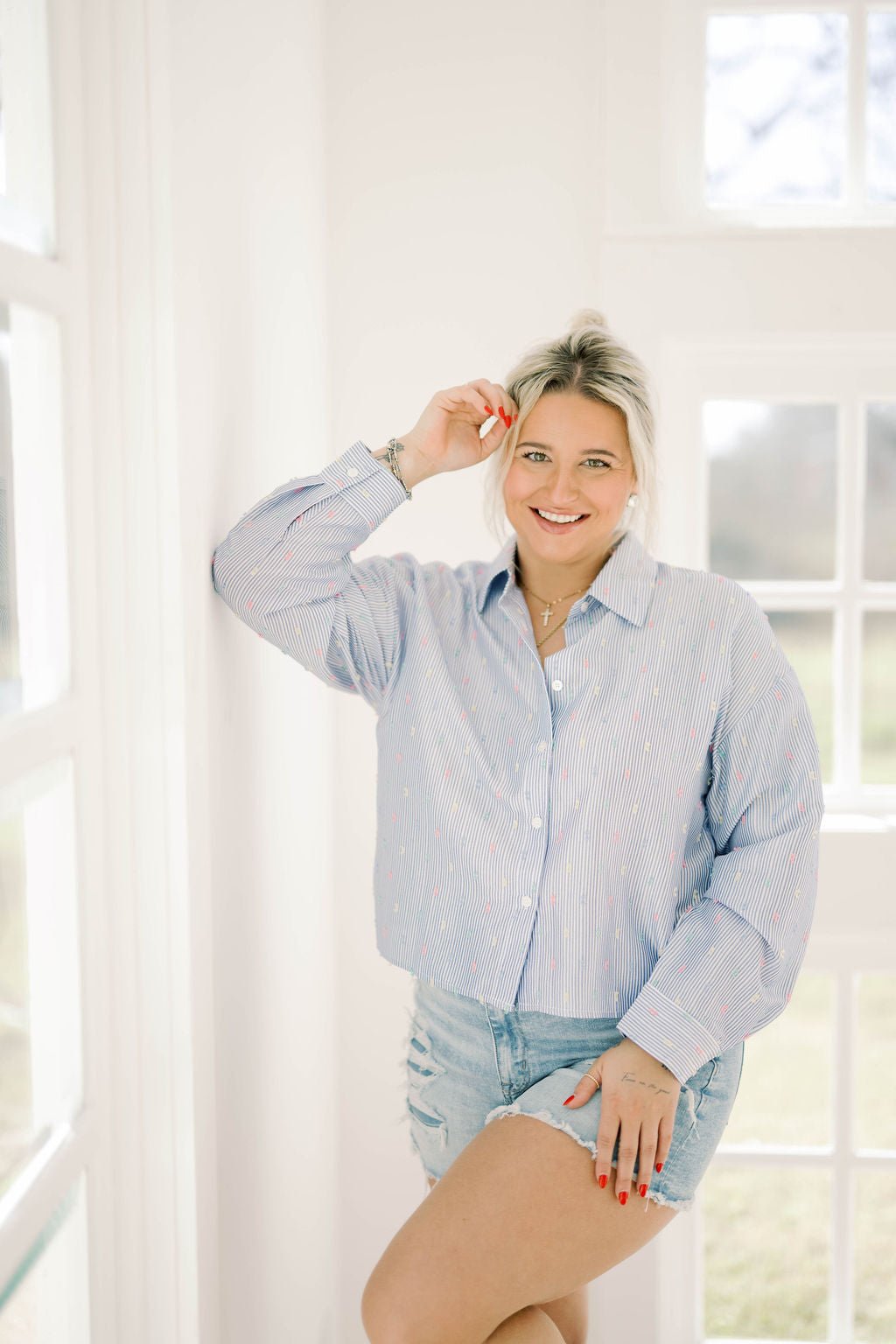 Happy Moments Striped Top - Tops - Blouses - Able