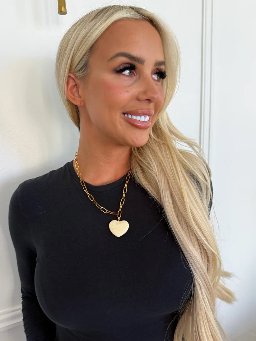 Harlow Cream/Gold Heart Necklace - Jewelry - Necklaces - Chansutt Pearls