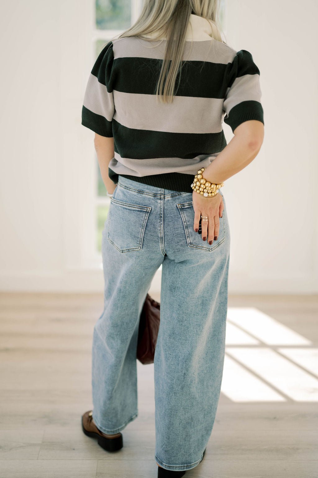 Haute Topic Collared Striped Sweater Top - Tops - Sweaters - She & Sky