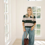 Haute Topic Collared Striped Sweater Top - Tops - Sweaters - She & Sky