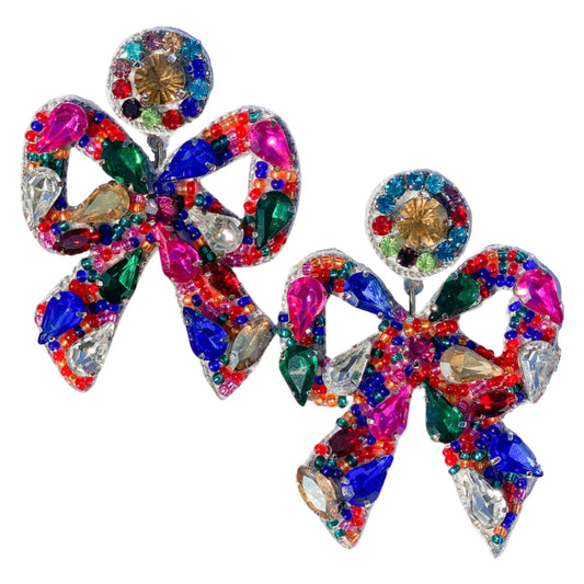 Hayley Bow Earrings Multi Beaded - Jewelry - Earrings - Gaby & Grace