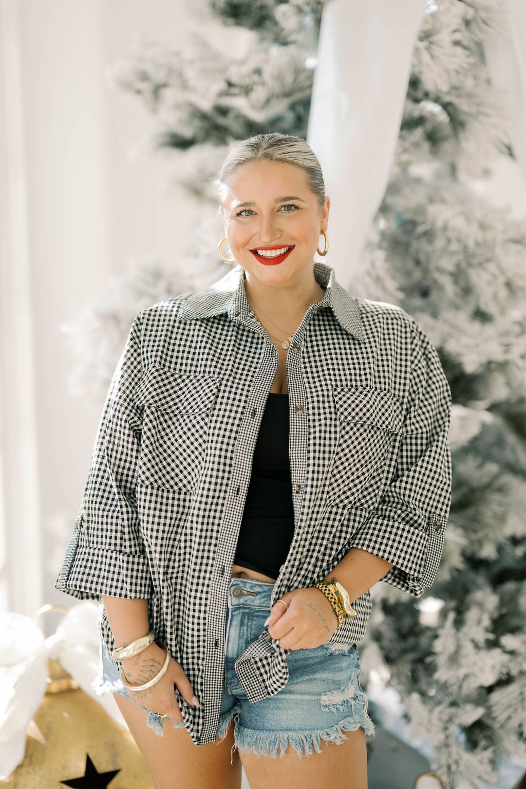 Hayride Cutie Button Down Top - Tops - Blouses - She & Sky