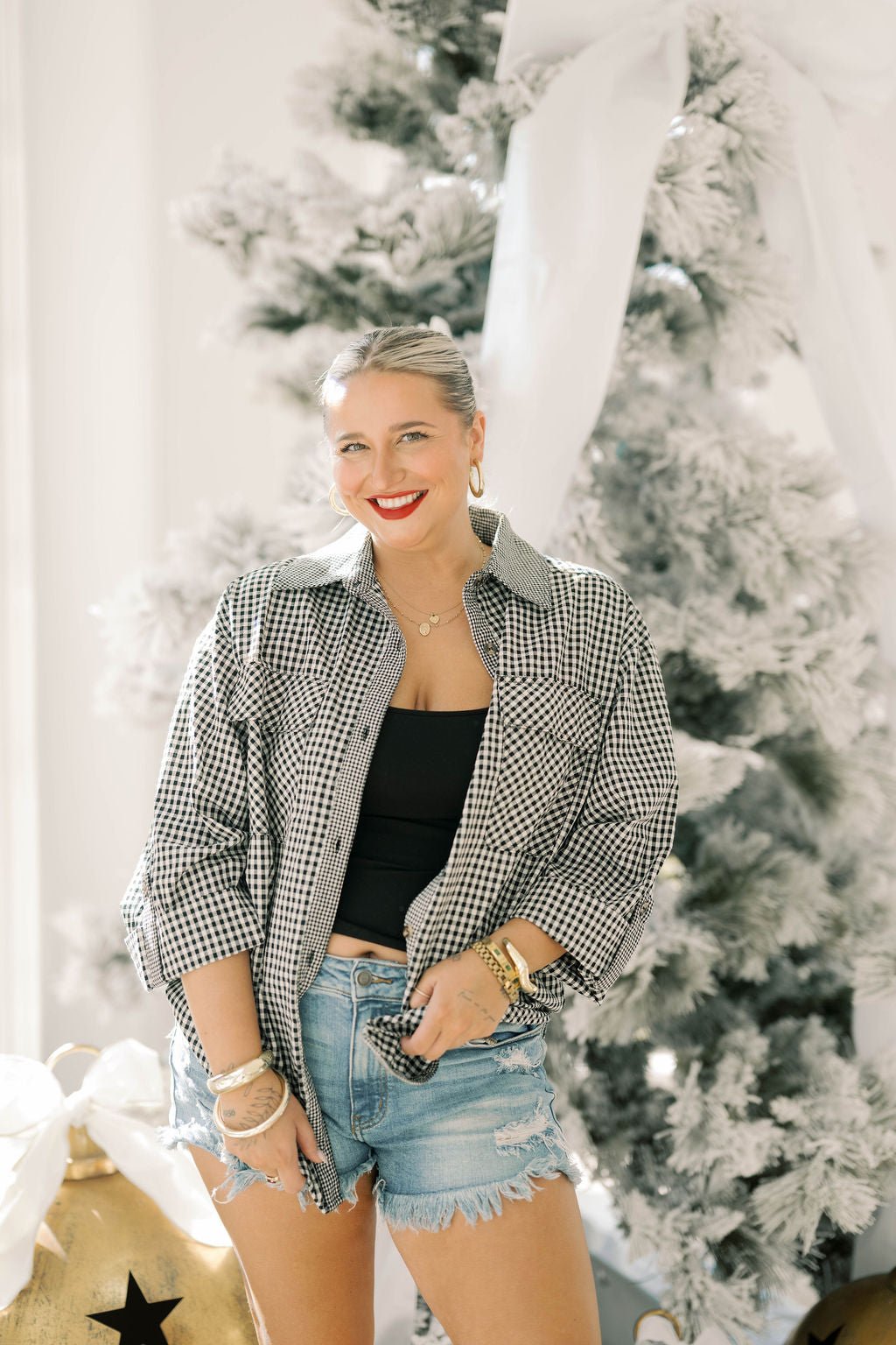 Hayride Cutie Button Down Top - Tops - Blouses - She & Sky