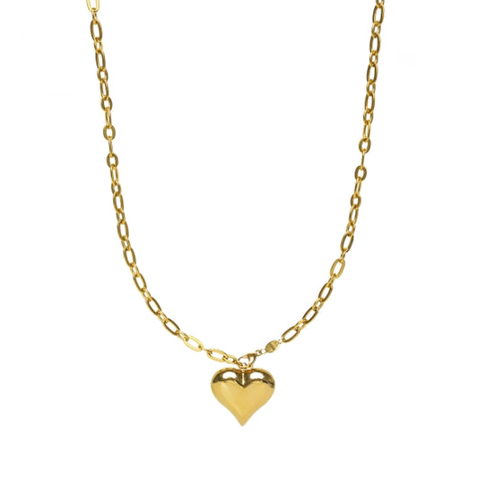 Adjustable Gold Puffy Heart Necklace