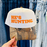 He’s Hunting Camo Canvas Trucker Hat - Accessories - Hats - Summer Tees