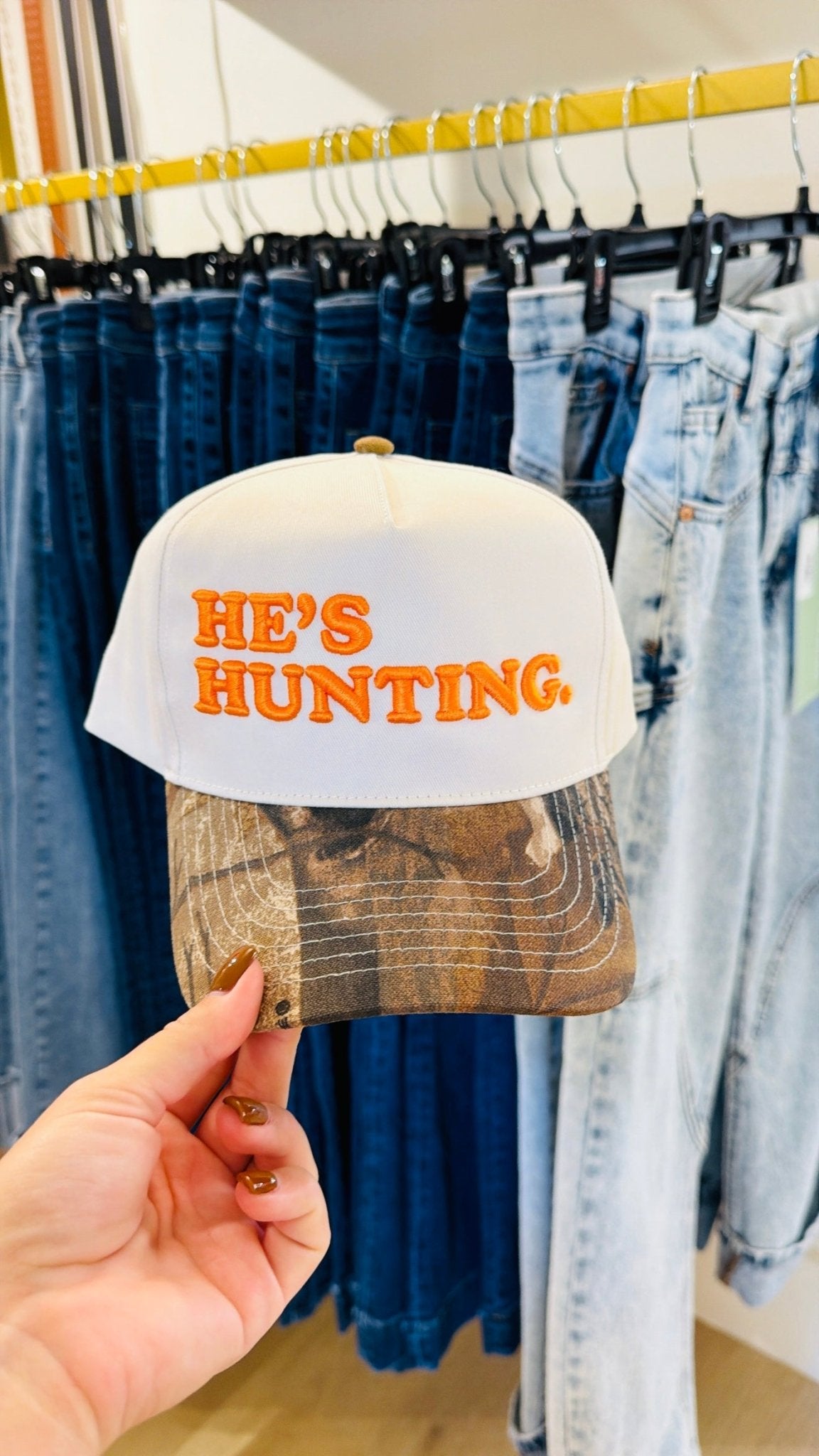 He’s Hunting Camo Canvas Trucker Hat - Accessories - Hats - Summer Tees