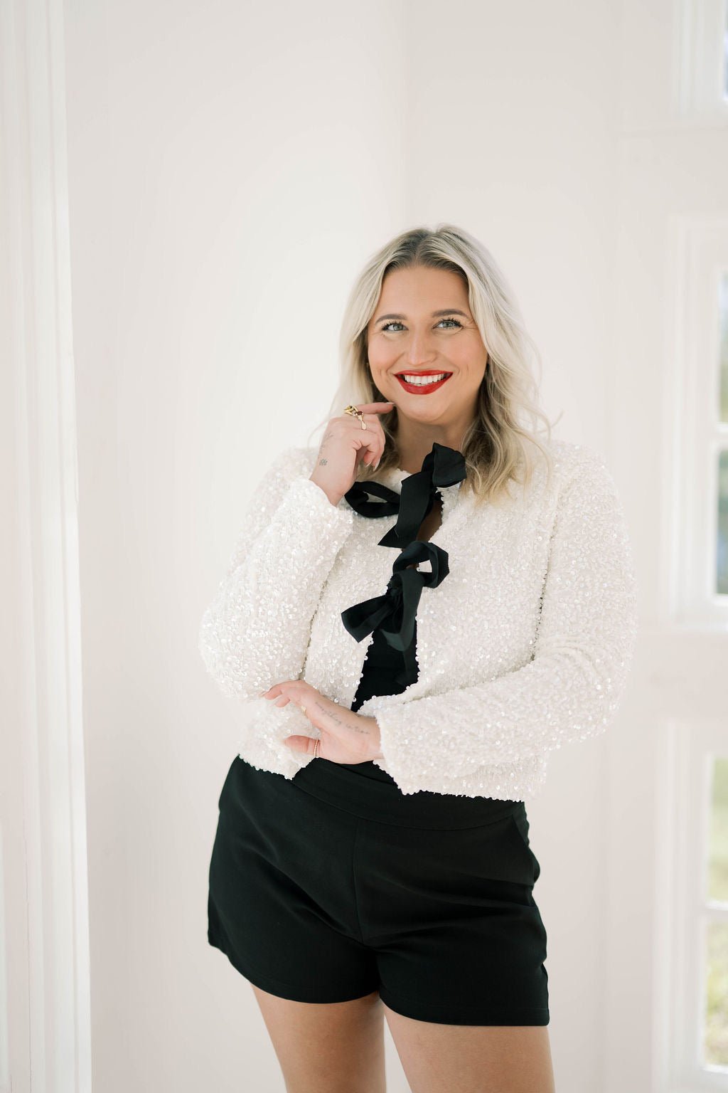 Holiday Party Ready Sequin Jacket - Outerwear - Jackets - She & Sky