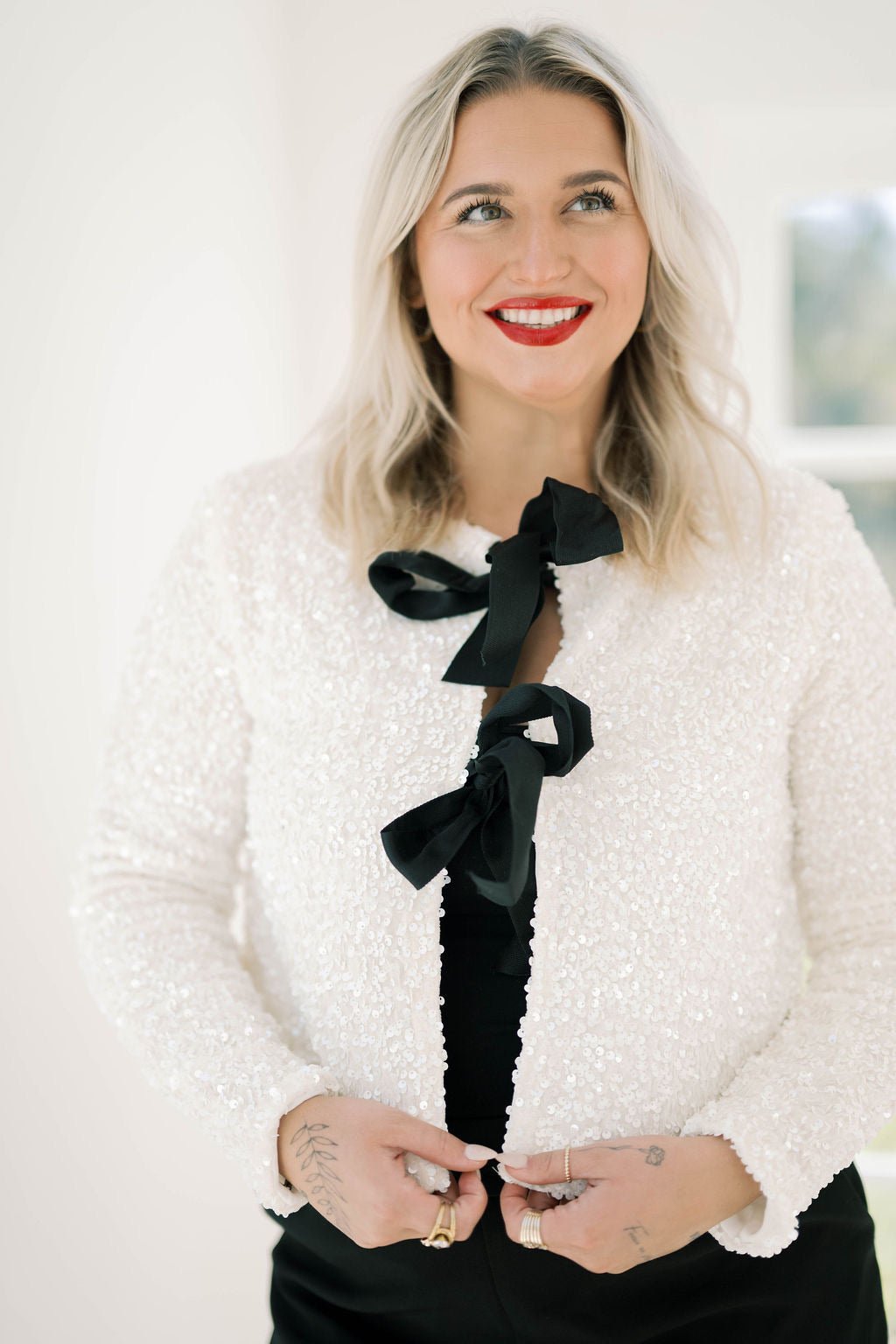 Holiday Party Ready Sequin Jacket - Outerwear - Jackets - She & Sky