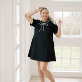 Holiday Soiree Rhinestone Bow Dress - Dresses - Heyson