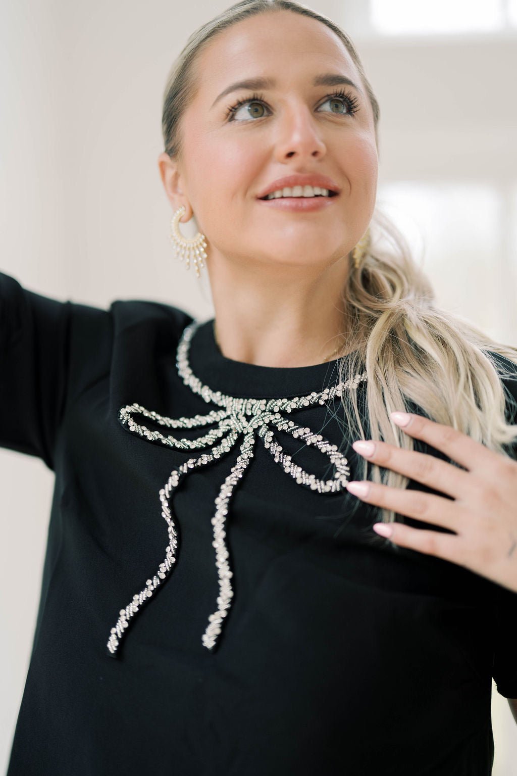 Holiday Soiree Rhinestone Bow Dress - Dresses - Heyson