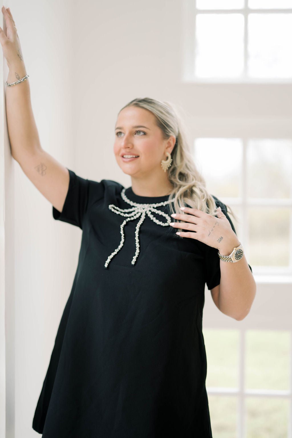 Holiday Soiree Rhinestone Bow Dress - Dresses - Heyson