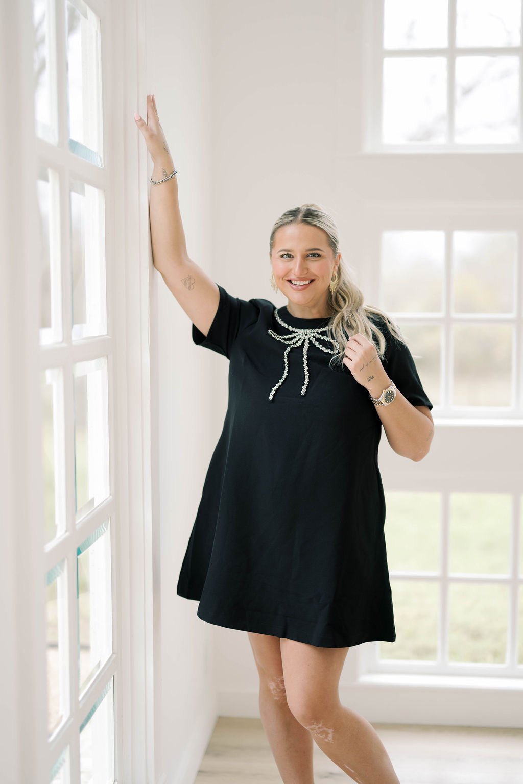 Holiday Soiree Rhinestone Bow Dress - Dresses - Heyson