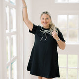 Holiday Soiree Rhinestone Bow Dress - Dresses - Heyson