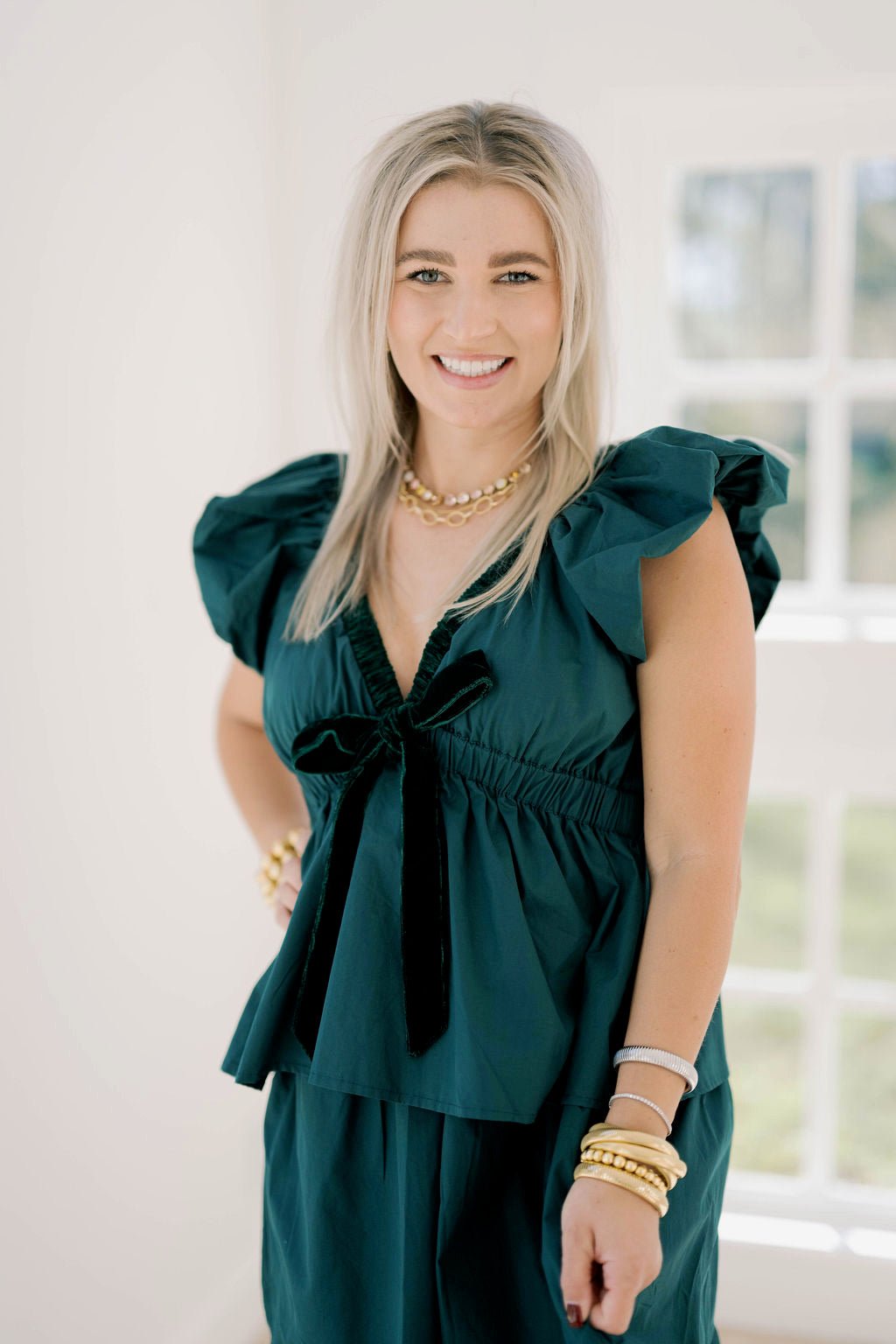 Holiday Time Velvet Bow Layered Ruffle Dress - Dresses - Peach Love CA