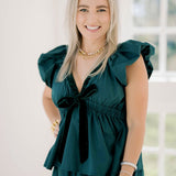 Holiday Time Velvet Bow Layered Ruffle Dress - Dresses - Peach Love CA