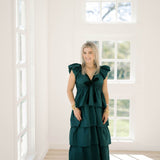 Holiday Time Velvet Bow Layered Ruffle Dress - Dresses - Peach Love CA