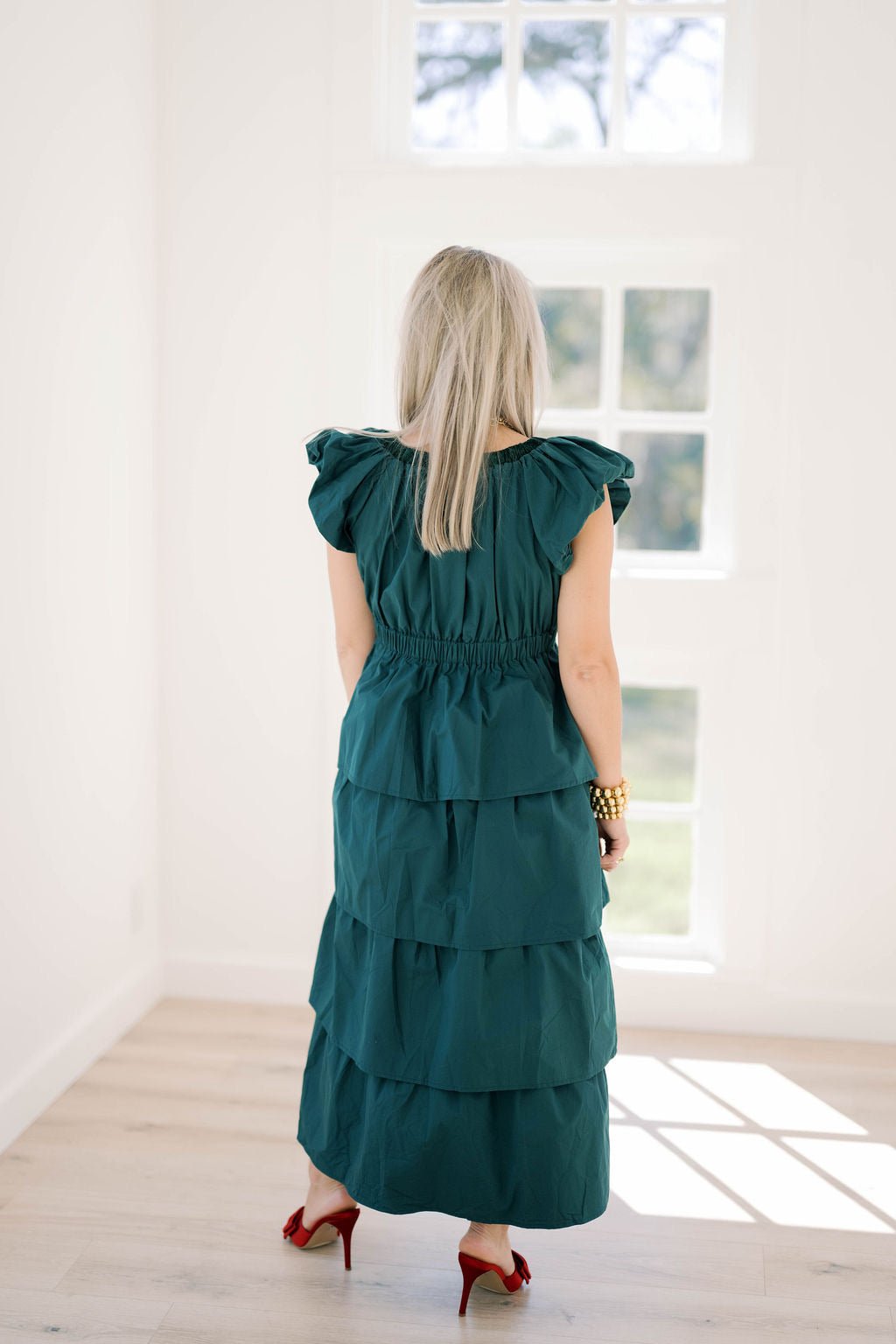 Holiday Time Velvet Bow Layered Ruffle Dress - Dresses - Peach Love CA