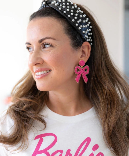 Hot Pink Bow Earrings - Jewelry - Earrings - Gaby & Grace