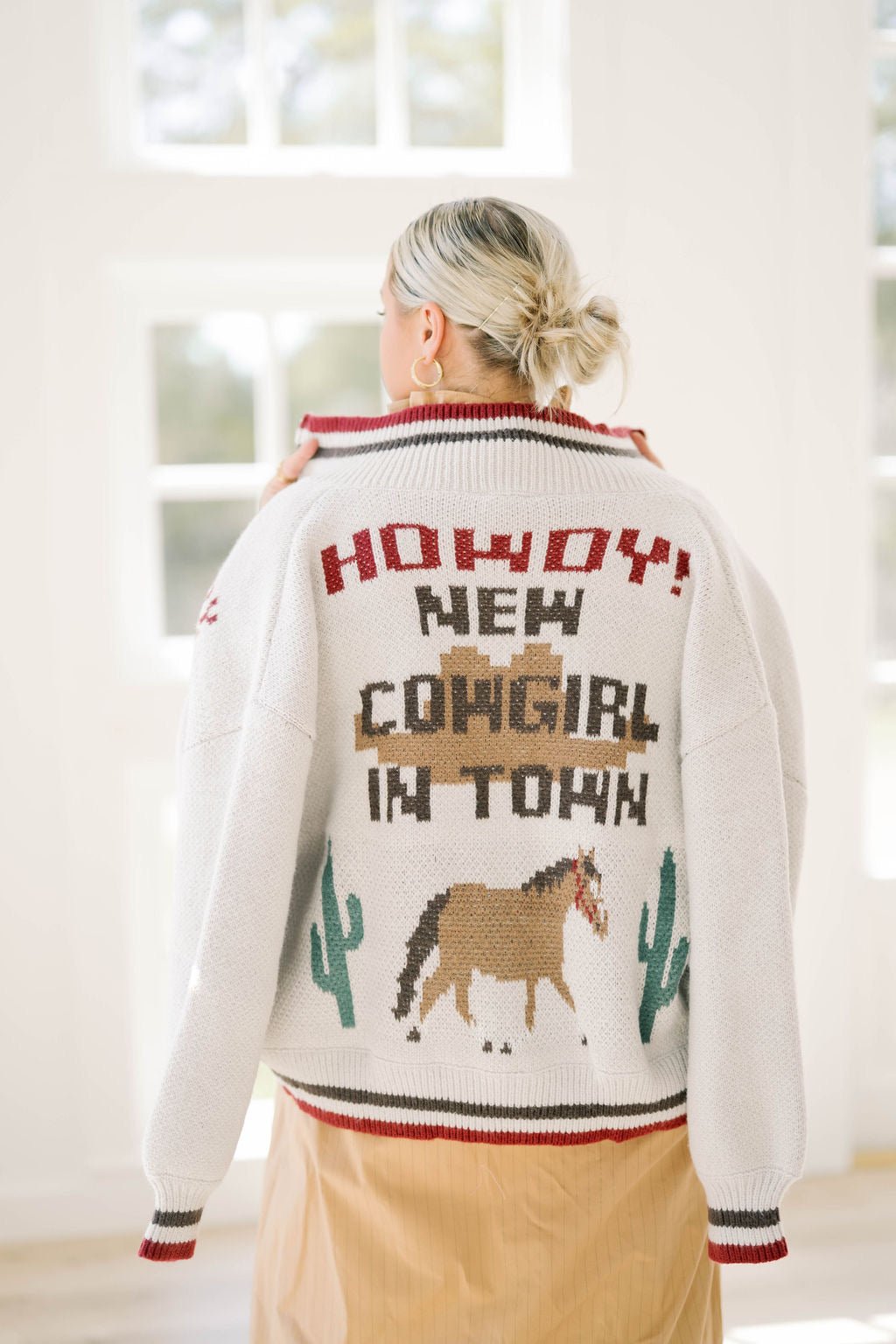 Howdy Y'all Cowgirl Sweater Jacket - Tops - Sweaters - Le Lis
