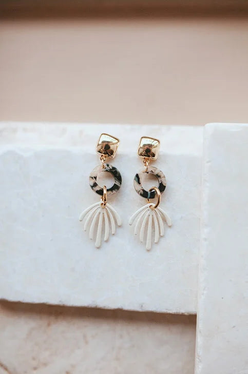 Montauk earrings are the perfect accent to any ensemble. Exquisitely crafted with 24kt gold plating, non-tarnishing acrylic, and matte rubber, these earrings are designed for lasting elegance. Hypoallergenic and water-resistant, they measure 2" long.