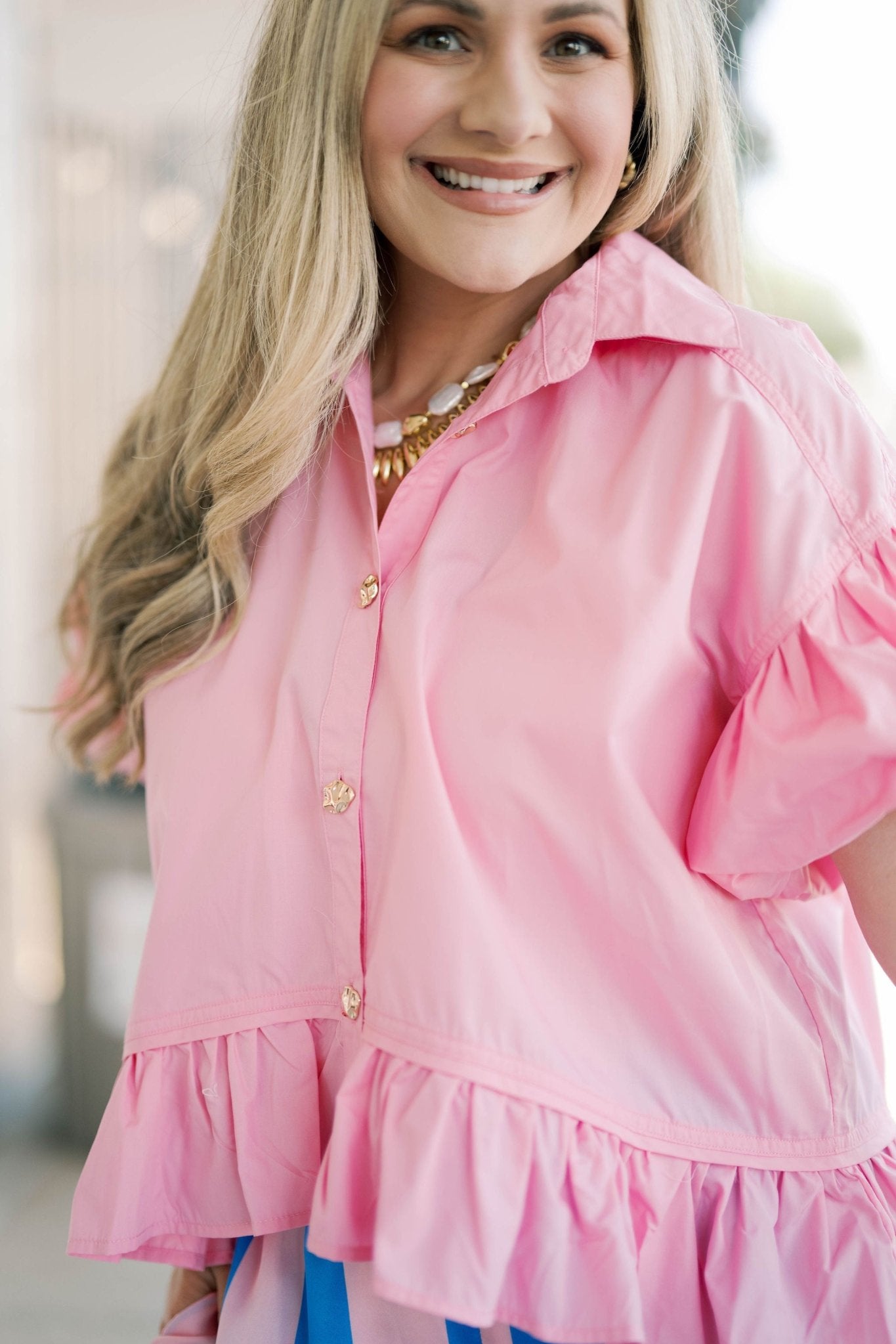 Impressions Button Down Top - Tops - Blouses - Entro