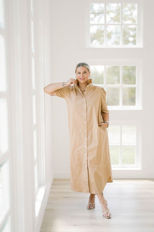 Impressions Stripe Shirt Dress - Dresses - Adrienne