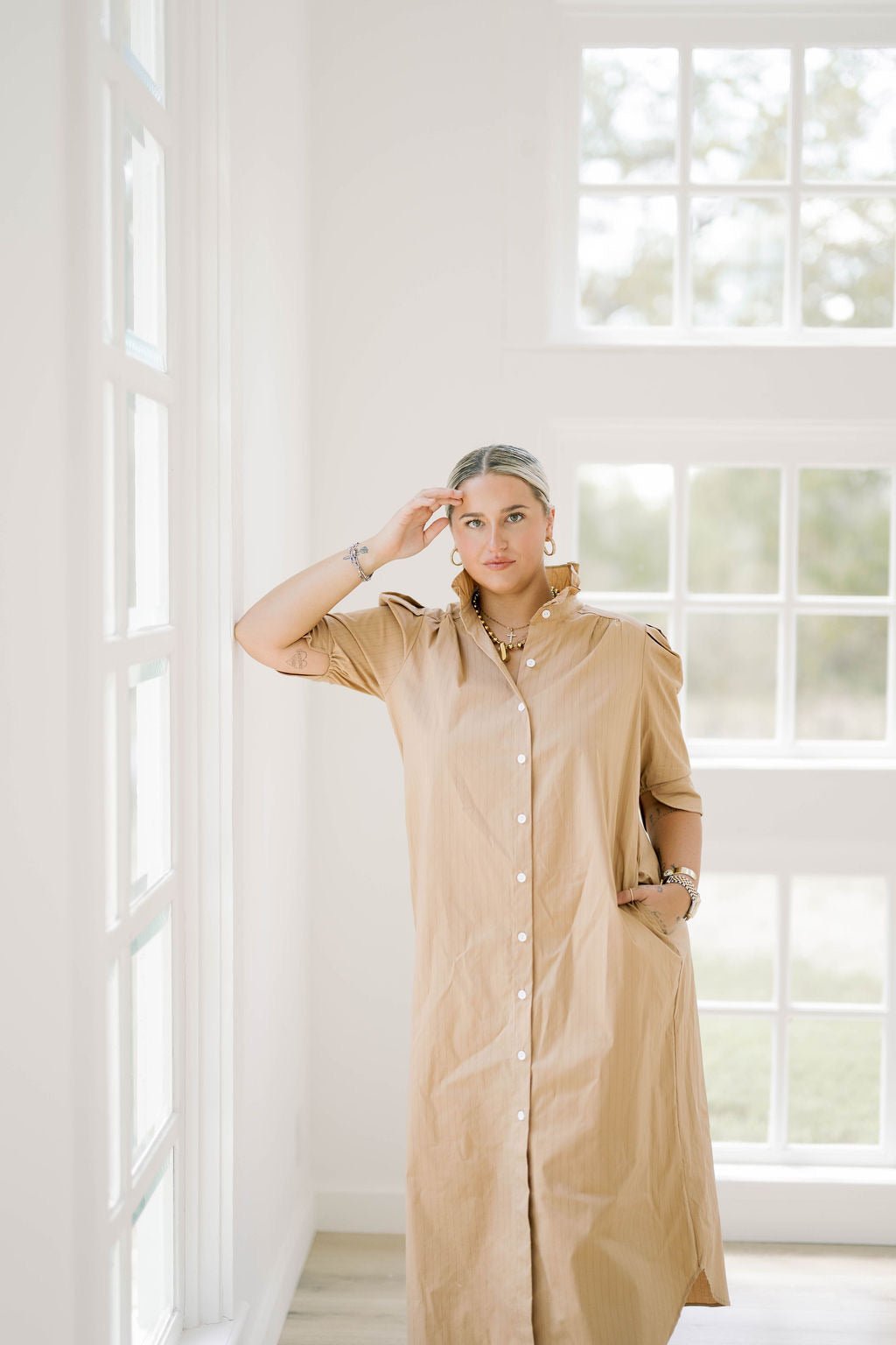 Impressions Stripe Shirt Dress - Dresses - Adrienne