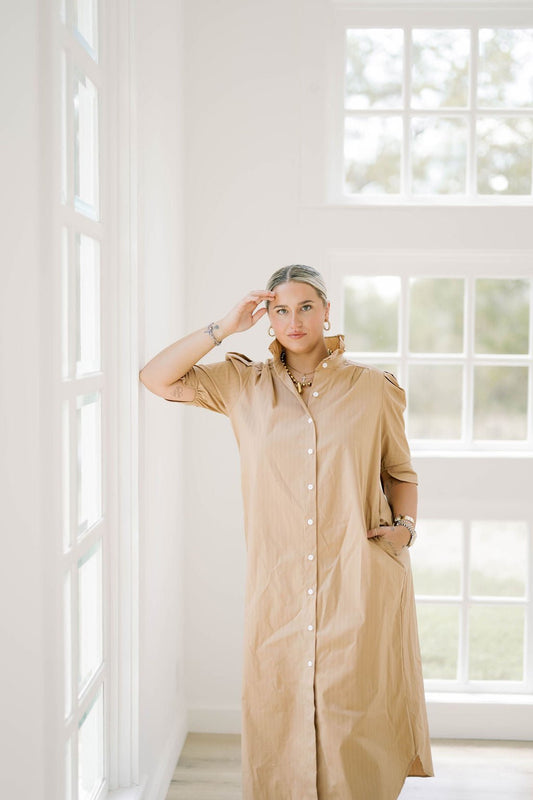 Impressions Stripe Shirt Dress - Dresses - Adrienne