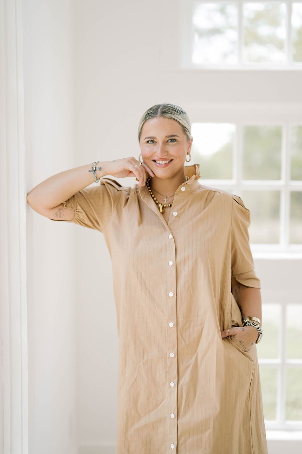 Impressions Stripe Shirt Dress - Dresses - Adrienne