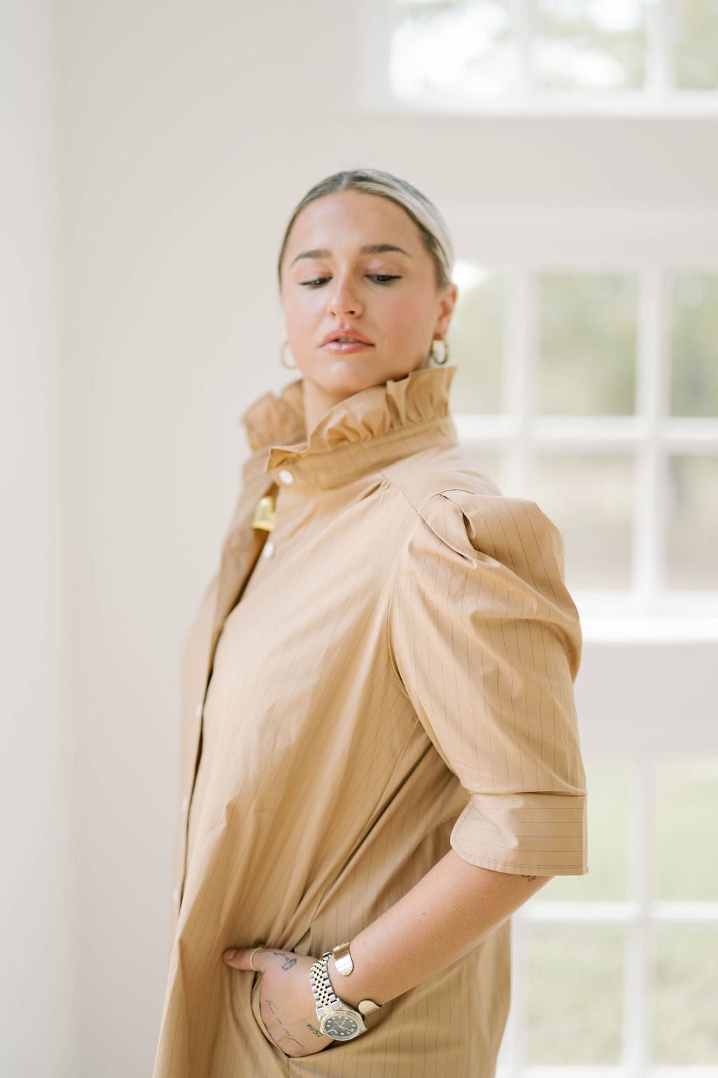 Impressions Stripe Shirt Dress - Dresses - Adrienne