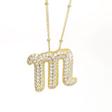 Initial SCRIPT CZ Balloon Bubble Gold Necklaces - Jewelry - Necklaces - Savy Bling