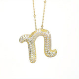 Initial SCRIPT CZ Balloon Bubble Gold Necklaces - Jewelry - Necklaces - Savy Bling