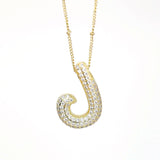 Initial SCRIPT CZ Balloon Bubble Gold Necklaces - Jewelry - Necklaces - Savy Bling