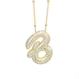 Initial SCRIPT CZ Balloon Bubble Gold Necklaces - Jewelry - Necklaces - Savy Bling