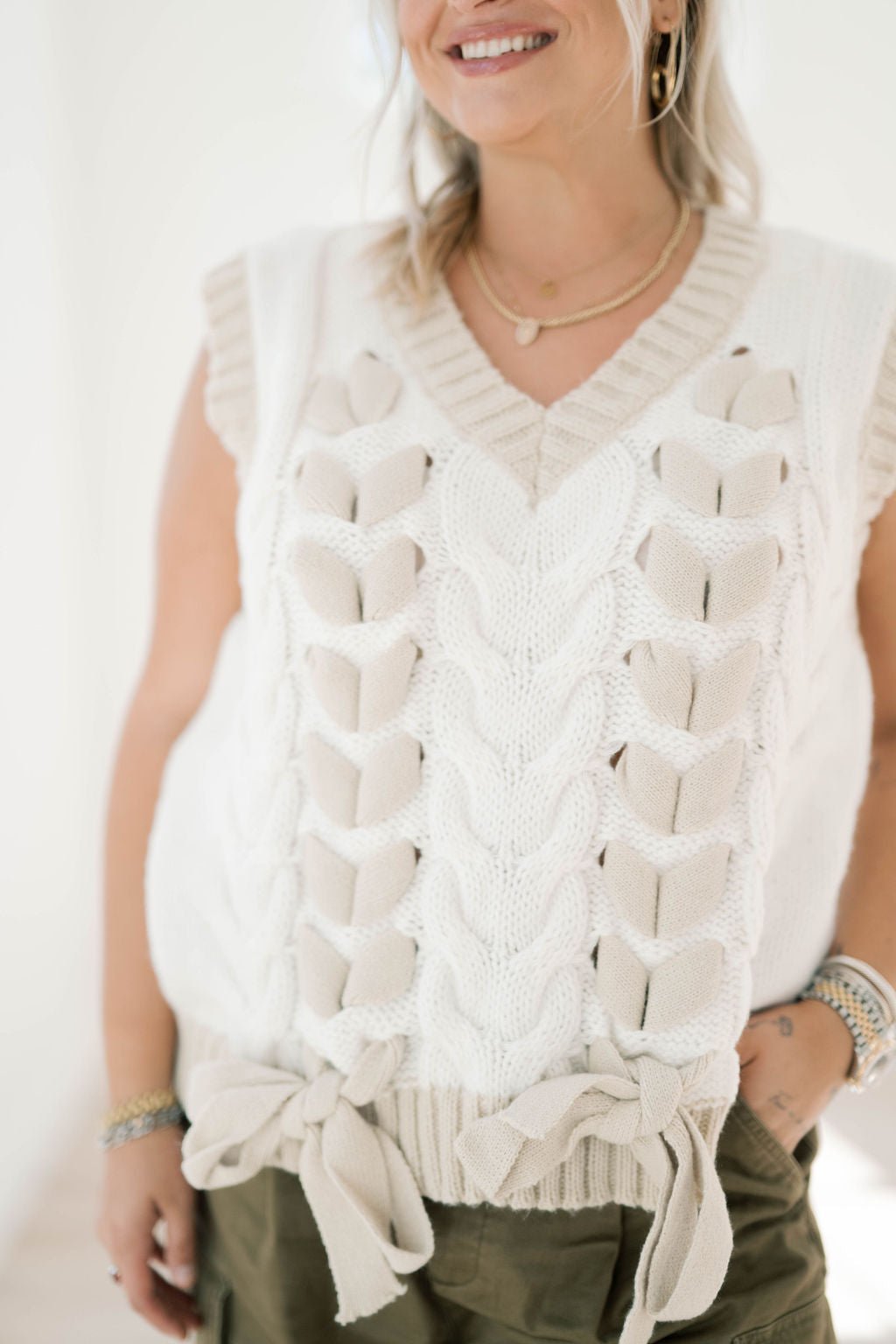 Laced Up Top - Tops - Sweaters - XS - White
