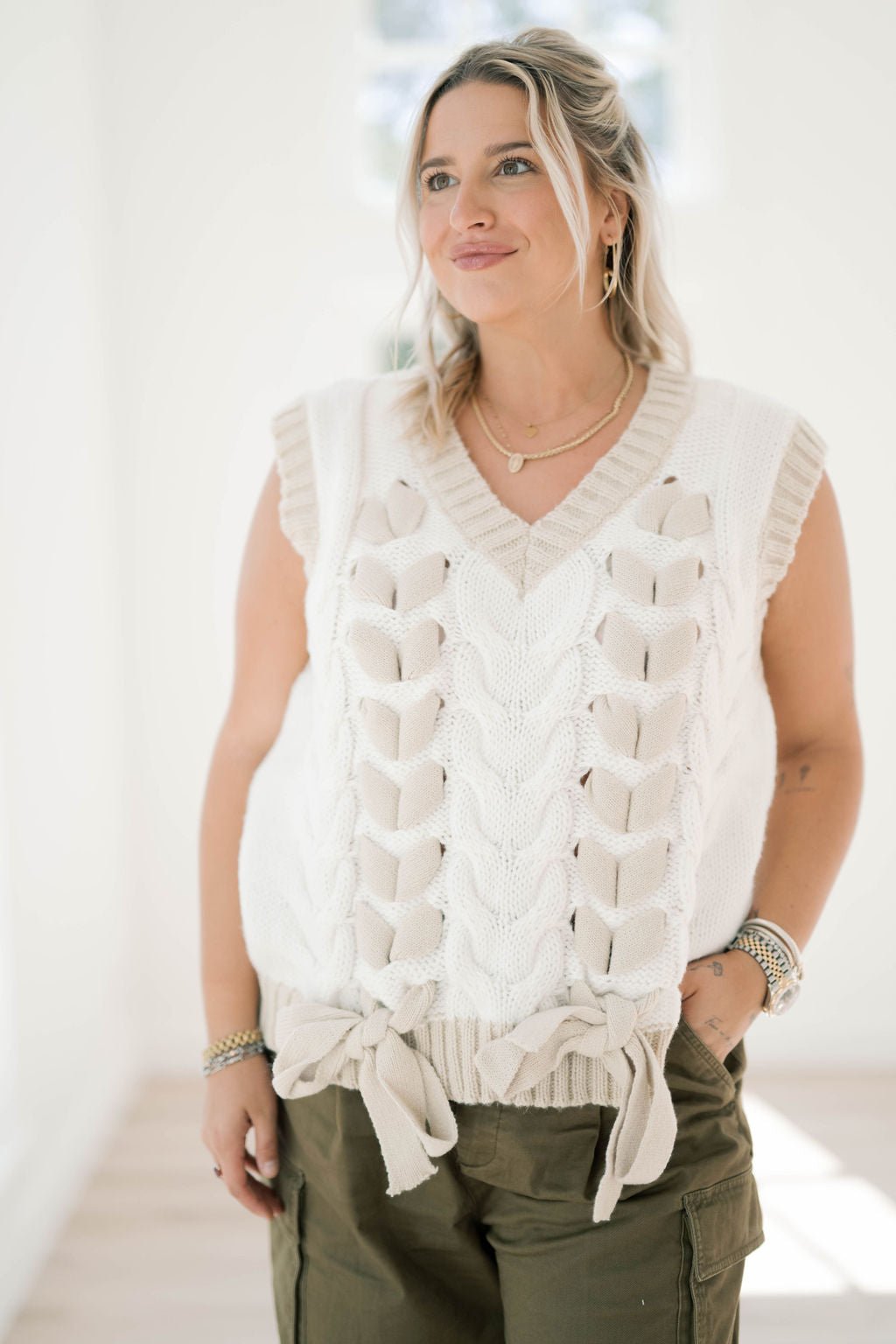Laced Up Top - Tops - Sweaters - XS - White