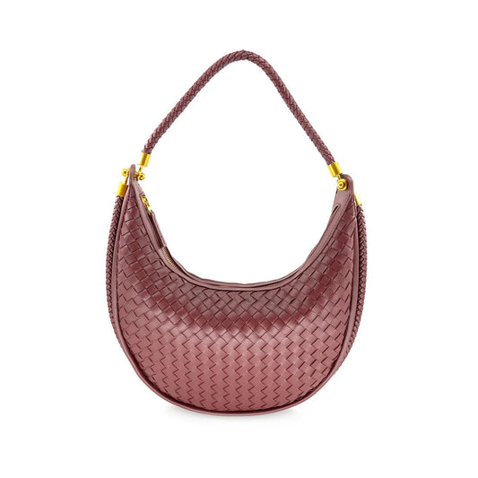 Large Burgundy Woven Shoulder Bag - Accessories - Purses & Handbags - BC Bags