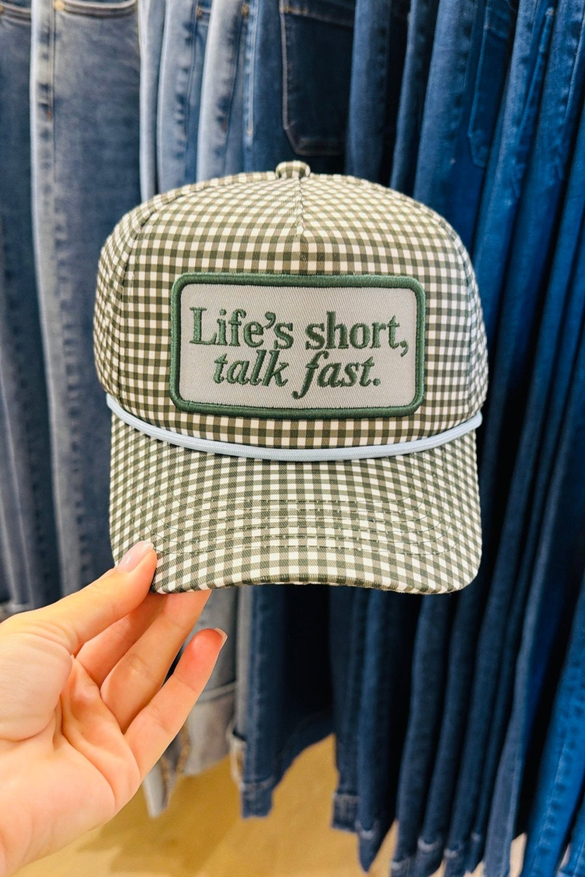Life’s Short Talk Fast Plaid Trucker Hat - Accessories - Hats - Summer Tees