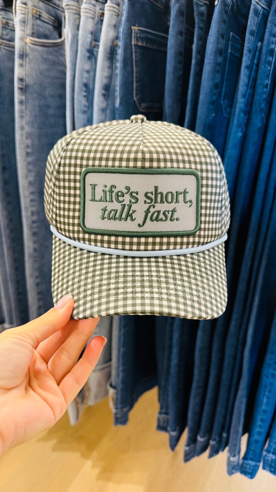 Life’s Short Talk Fast Plaid Trucker Hat - Accessories - Hats - Summer Tees