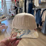 Lola + Co Tan Floral Canvas Trucker Hat - Accessories - Hats - Summer Tees