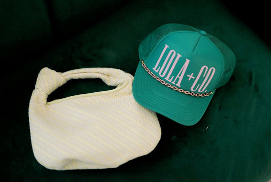 Lola Logo Gold Chain Trucker Hat - Accessories - Hats - Summer Tees