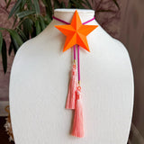 Lone Star Bolo Orange Citrus with Fuchsia & Peach - Jewelry - Necklaces - Rahya