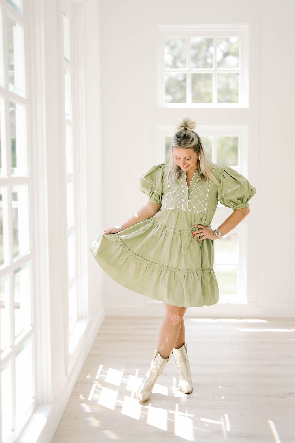 Luxe Lane Embroidered Mini Dress - Dresses - She & Sky