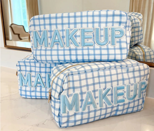 MAKEUP Blue Trellis Large Travel Bag - Accessories - Travel - Kenz Kustomz