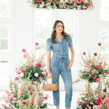 Market Strolls Bandana Denim Jumpsuit - Jumpsuits - Skies Are Blue